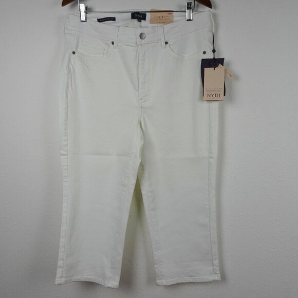NYDJ Denim - NYDJ Cropped Jeans Women's Plus Size 14W White Stretch Denim Marilyn Straight